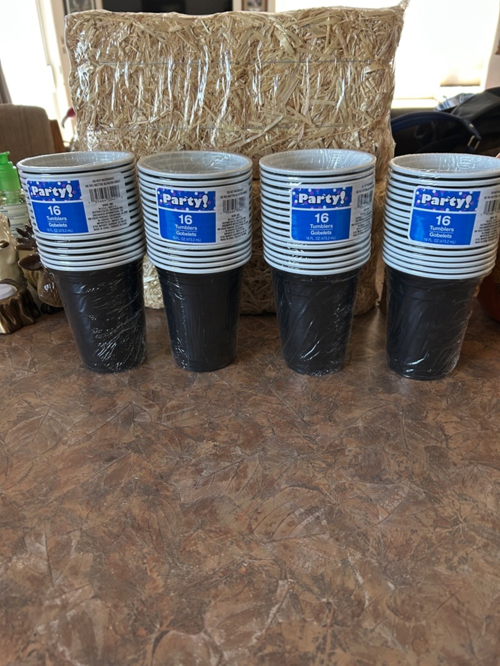 Party! Four Pack of Black and White Solo Cups 16 ounce Tumblers